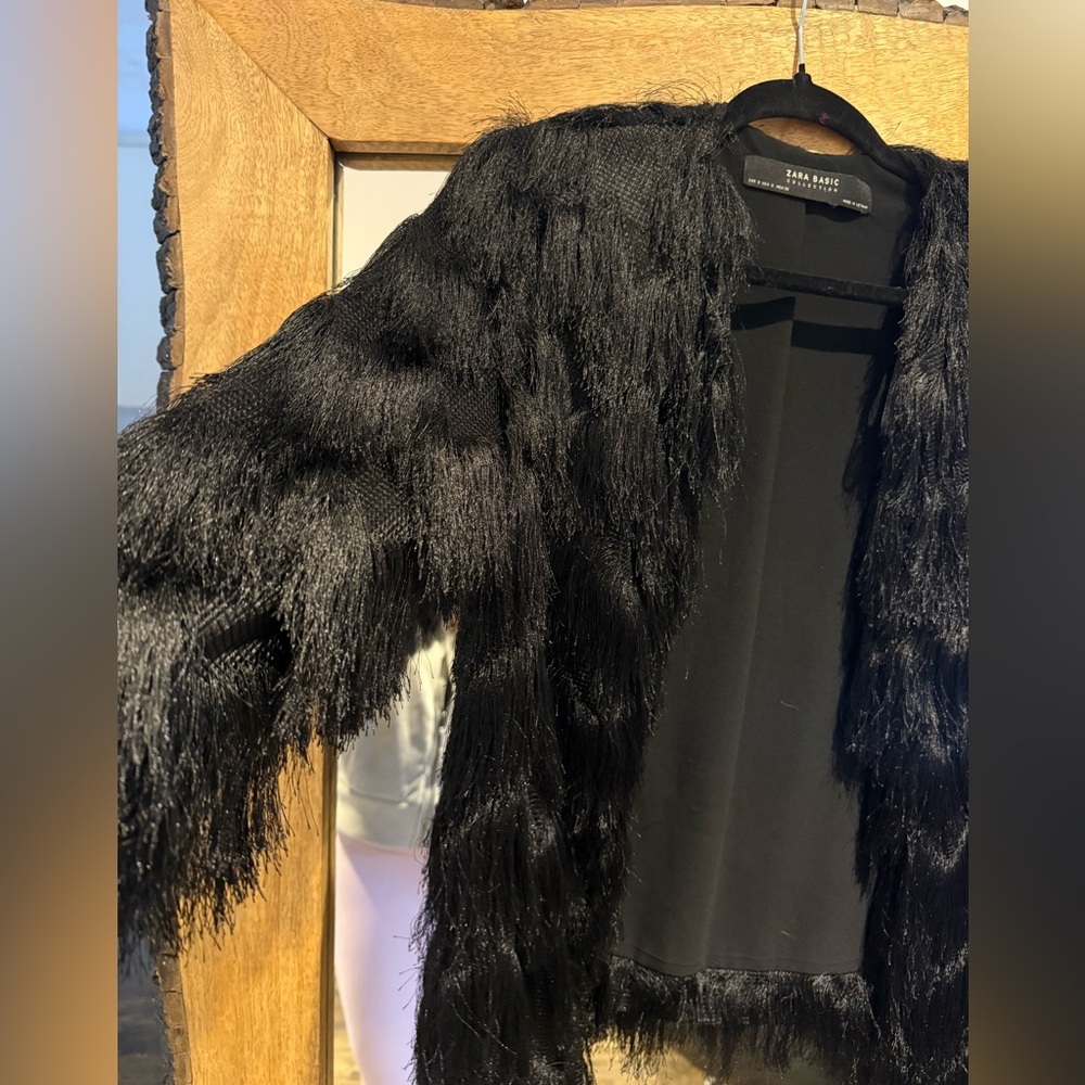 Zara Basic Black Textured Jacket - Picture 2 of 5